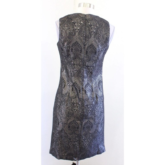 NWT J McLaughlin Zahara Black Champagne Jacquard Sheath Dress Size 2 Metallic - Picture 7 of 8